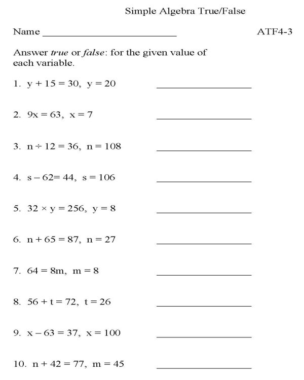 Printable Math Worksheets For 10th Grade Free